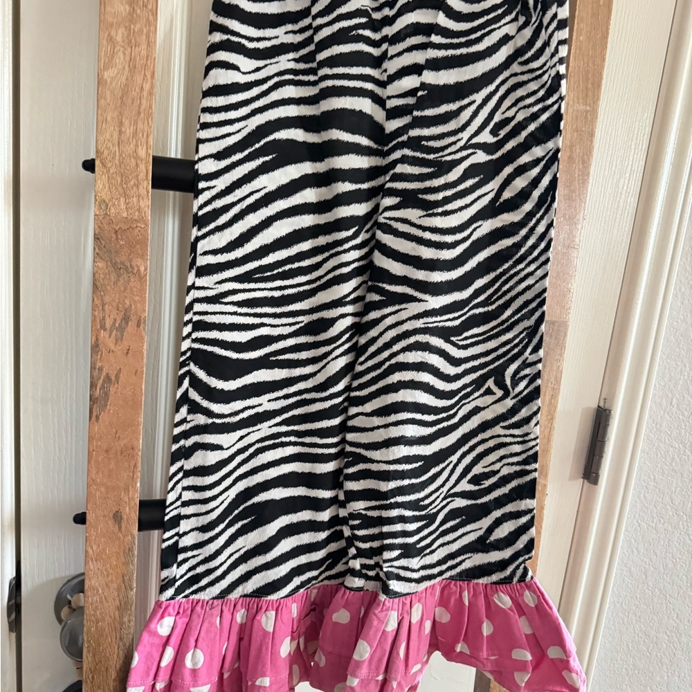 Zebra Print Skirt with Pink Polka Dot Hem